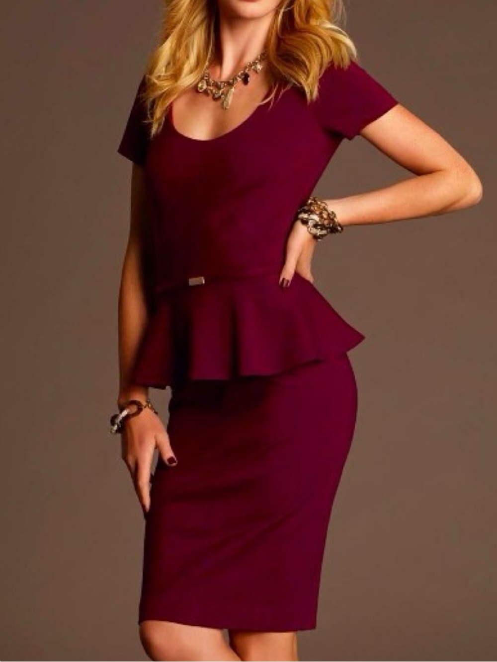 Ann Taylor Burgundy Peplum Sheath Dress Size 6 NWOT